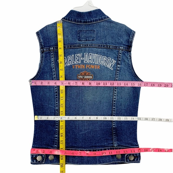 Harley Davidson Embroidered Denim Vest - Picture 16 of 16
